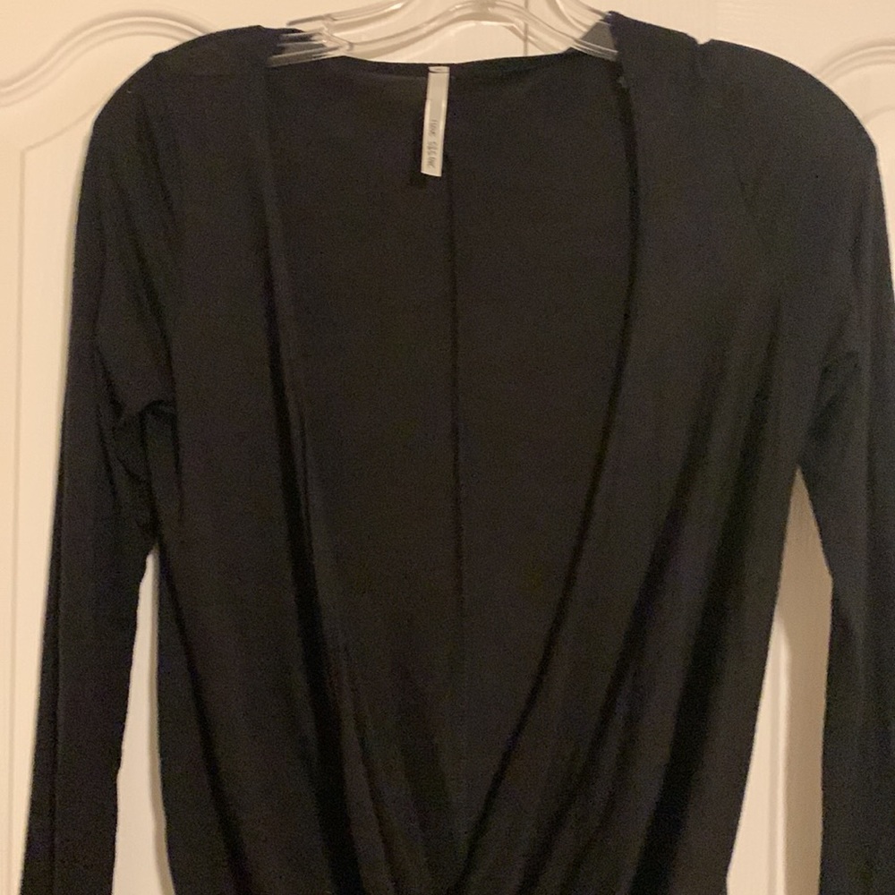 Black/ Faux wrap T-Shirt